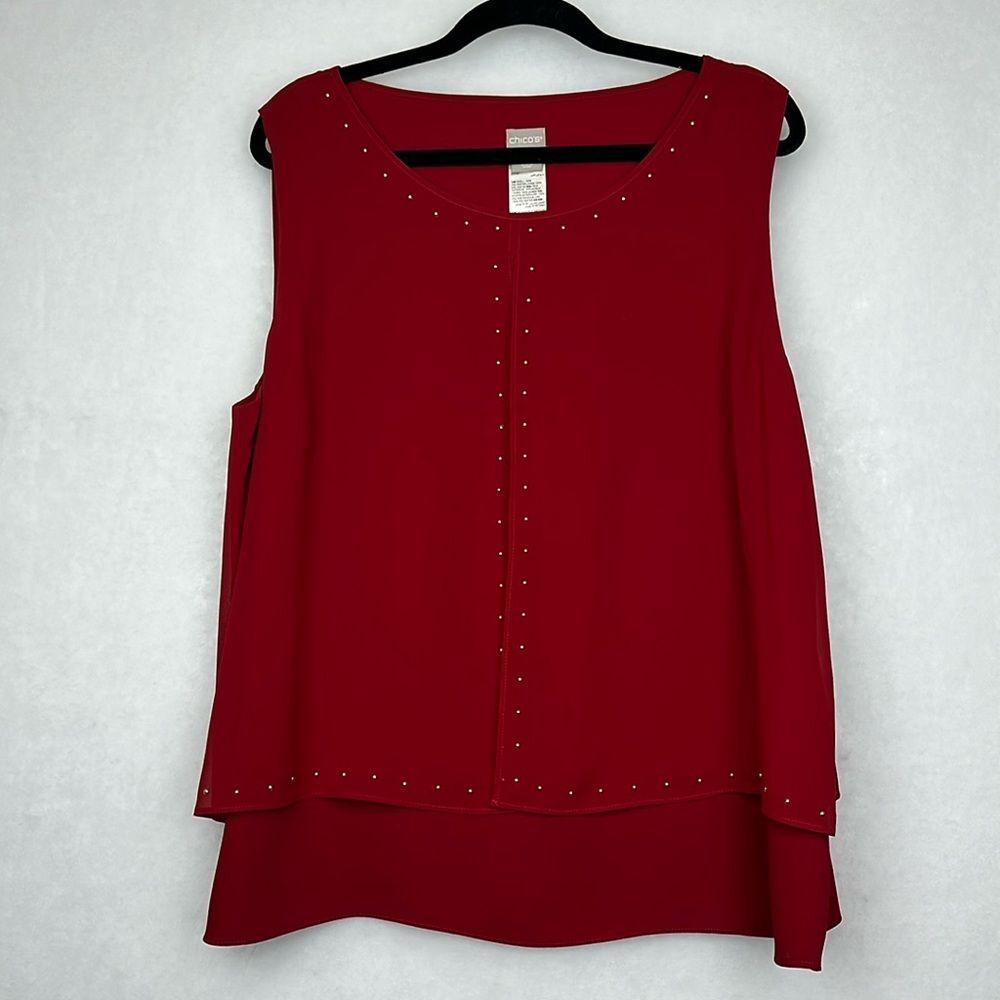 Red - Double-Layer Embellished Tank Sz 3